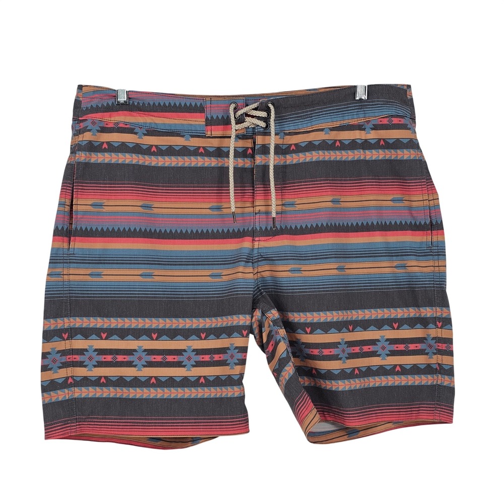 Faherty Board Shorts 36‎ Gray Orange Southwestern Aztec Surf Beachwear Poolside